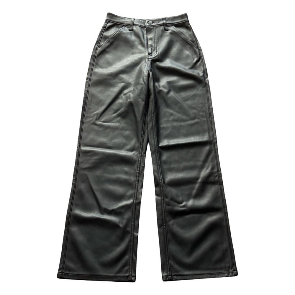 Social Tourist Ultra High Rise Baggy Black Vegan Leather Size 27 - Picture 7 of 13